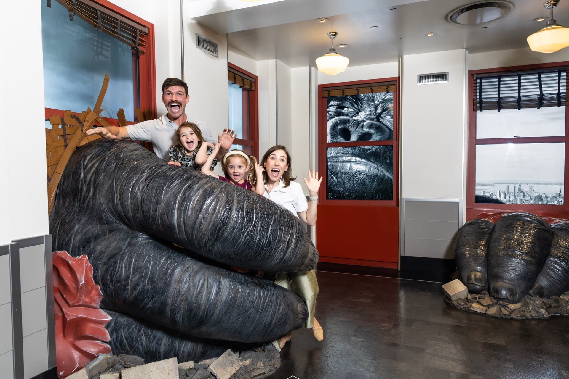 A family at the Kong exhibit